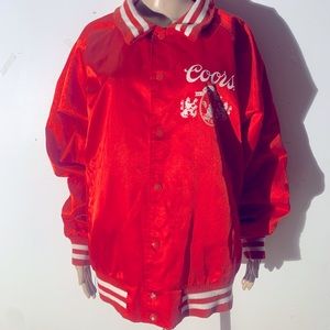 RARE LANA BEER JACKET COORS Americana Trucker baseball vintage red sports coat